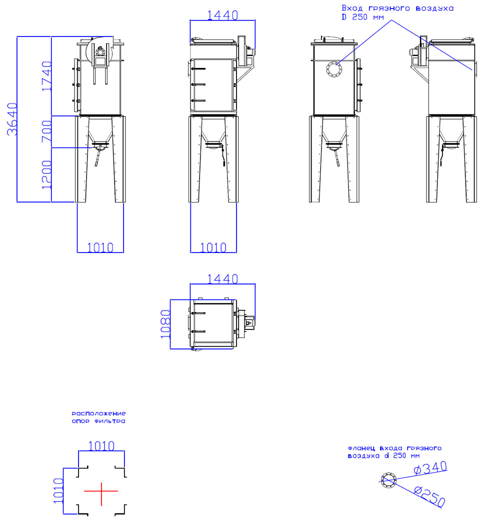 Картриджный фильтр Mini-2000 с вентилятором чертеж